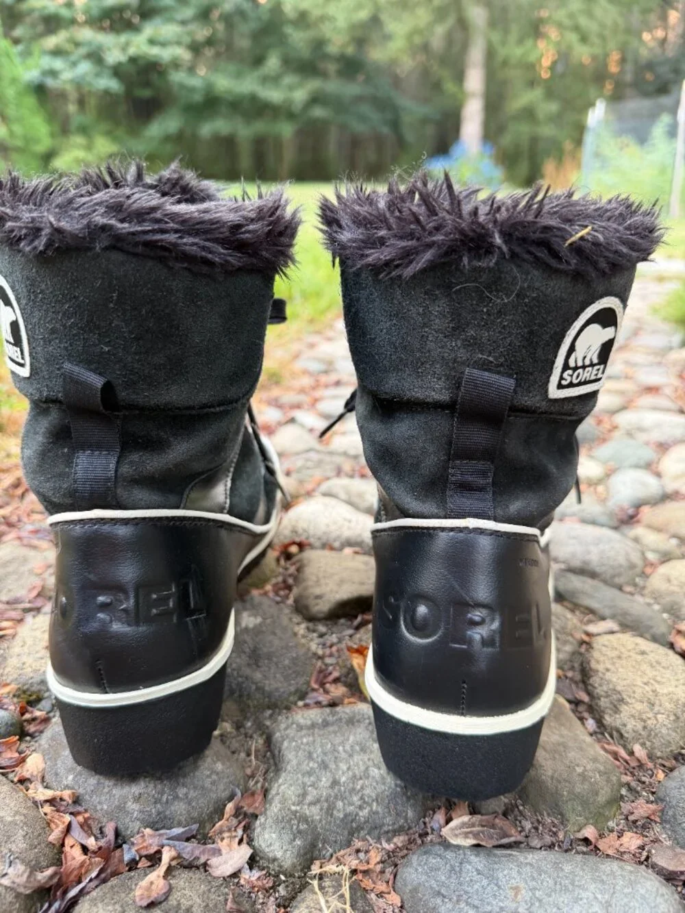 SOREL Tivoli II Black Faux Fur Waterproof Snow Boots Size 7